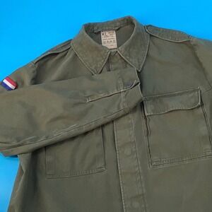 Vintage 1991 Wahler KL Dutch Military Field Shirt Jacket Olive Drab Cotton
